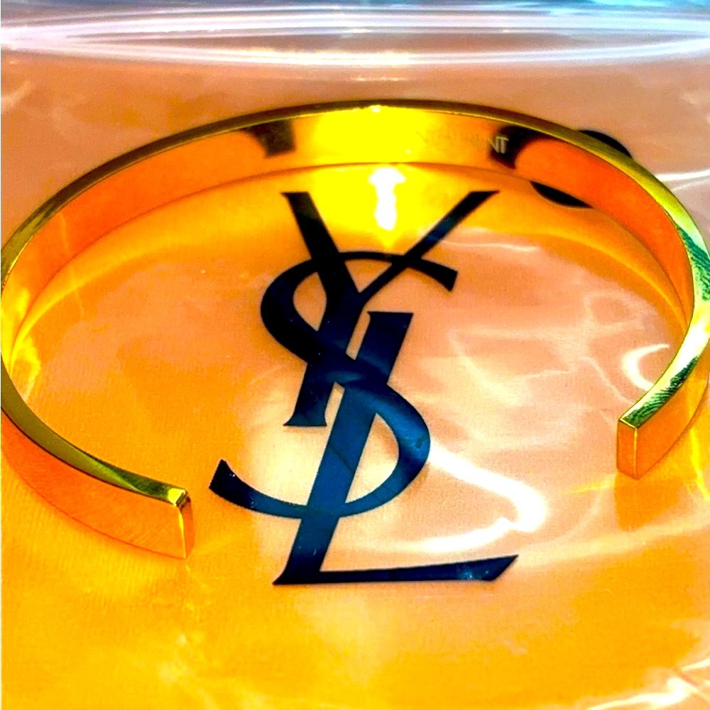 Worn Once Authentic Yves Saint Laurent Gold-Tone Open Cuff